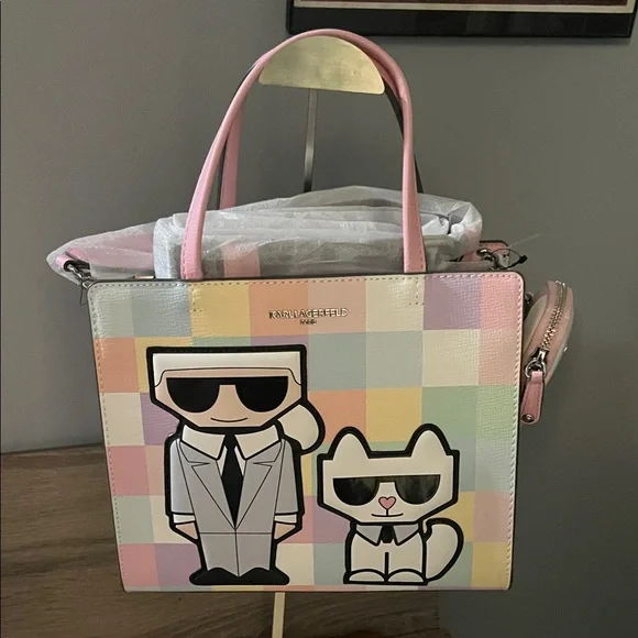 Karl Lagerfeld Pastel Checkered Tote Bag - Picture 9 of 12